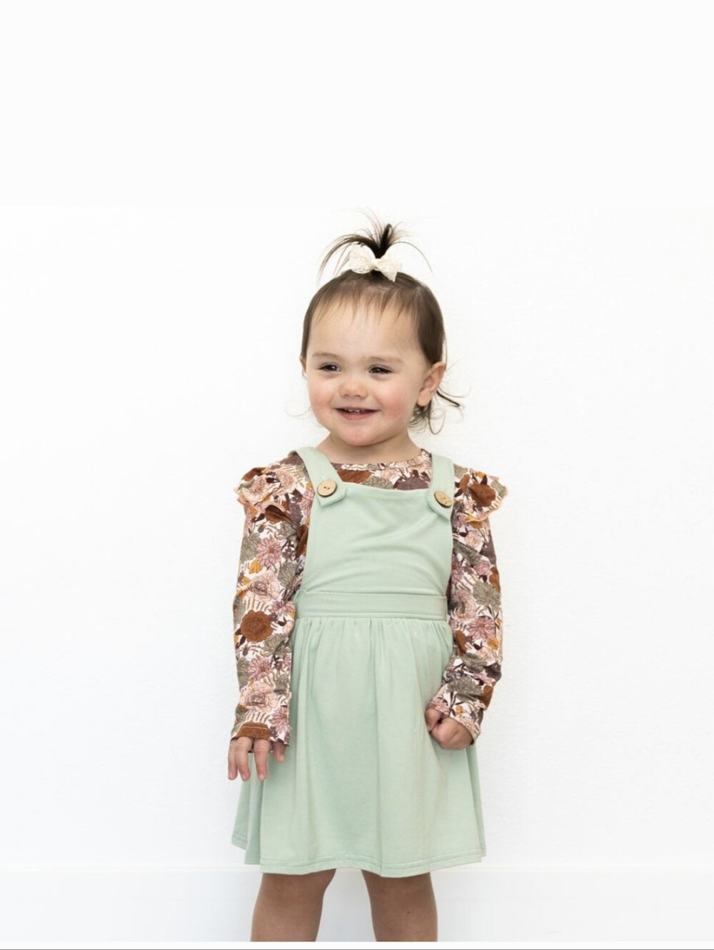 NIB Laree + Co Londyn Bamboo Overall Dress & Long Sleeve Top Set- 12-18 Months
